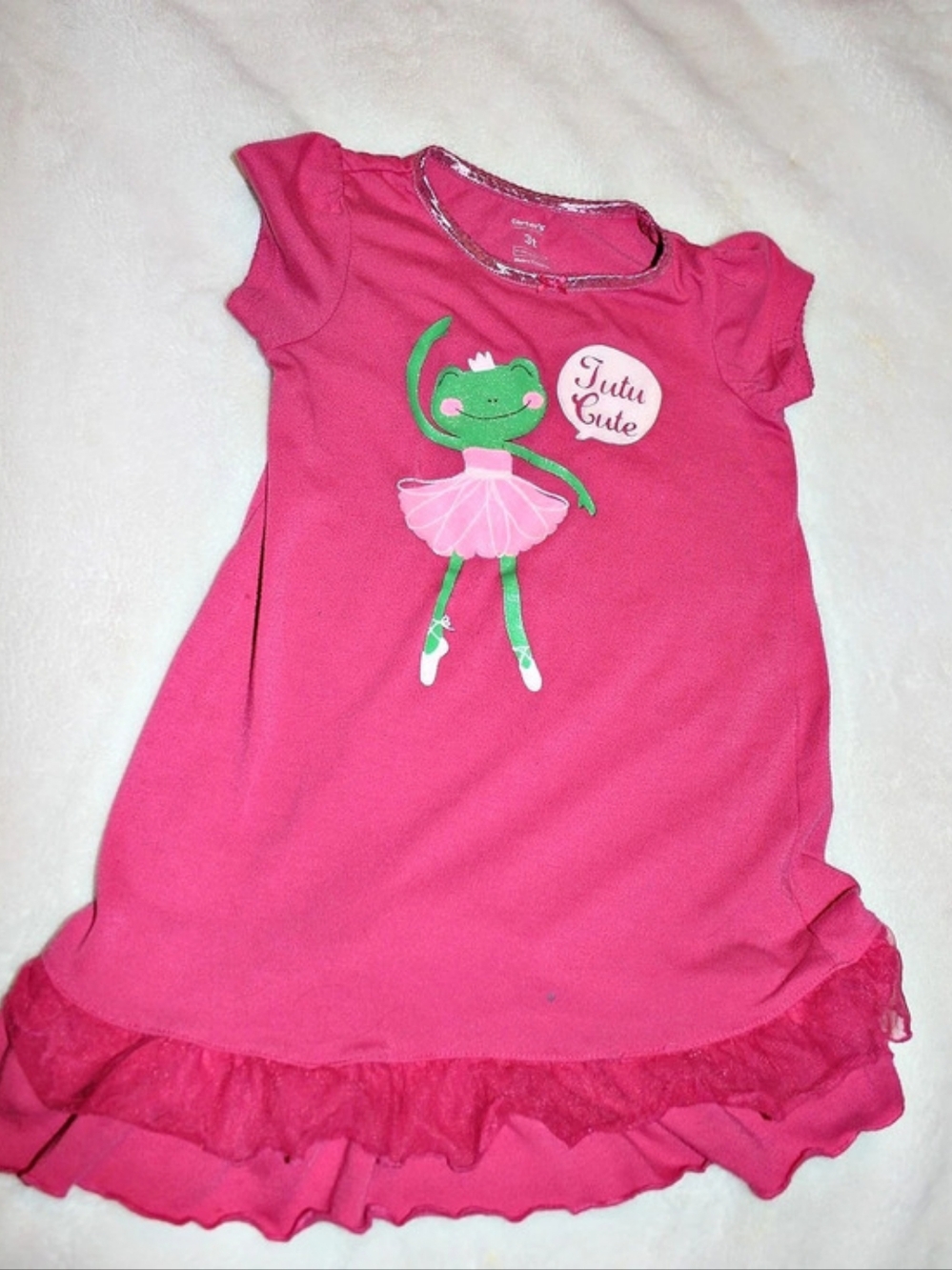 Carter's Tutu Cute Frog Dress Girls 3T Pink & Green